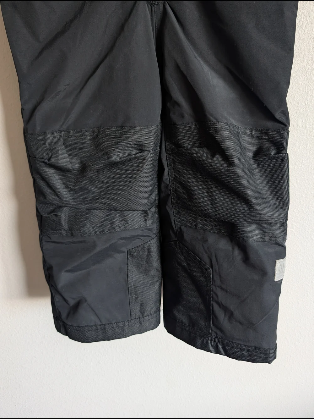 Kids Black Puffer Snow Bib with Adjustable Branded Straps